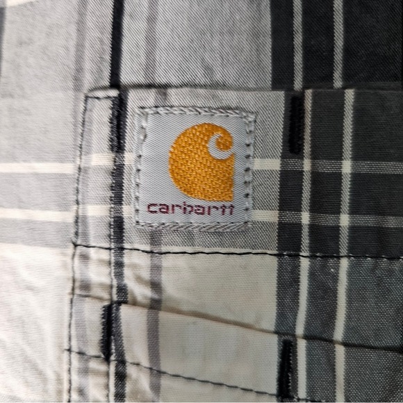 Carhartt XL Tall Plaid Button Up 100% Cotton Shirt Single Breast Pocket Size - Picture 8 of 16